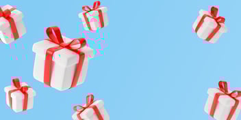 floating gifts on a blue background