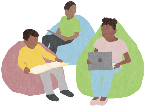 students on beanbag chairs