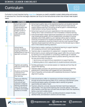 Curriculum checklist preview