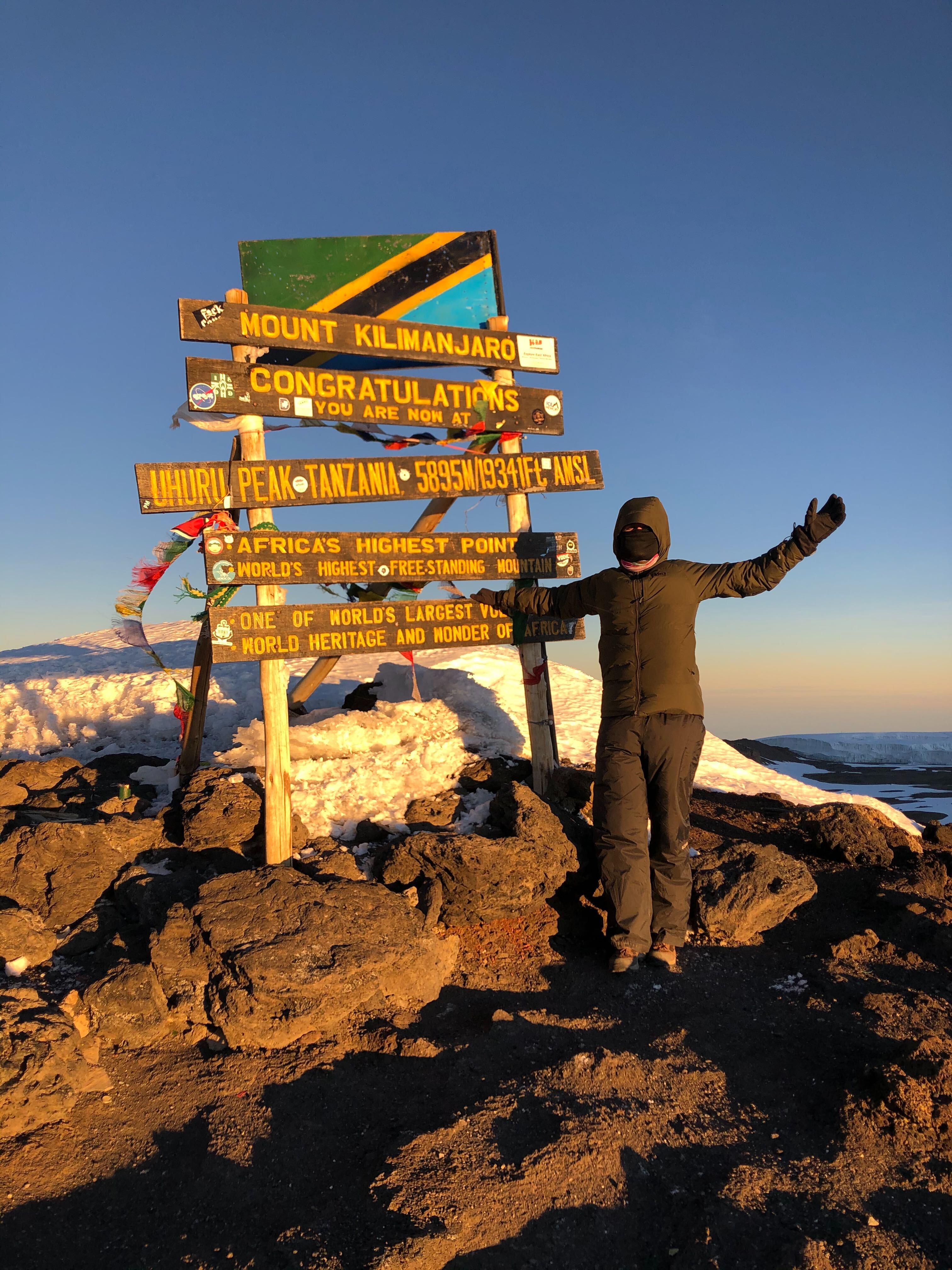 Baltazar Benavides at the top of Mount Kilimanjaro!