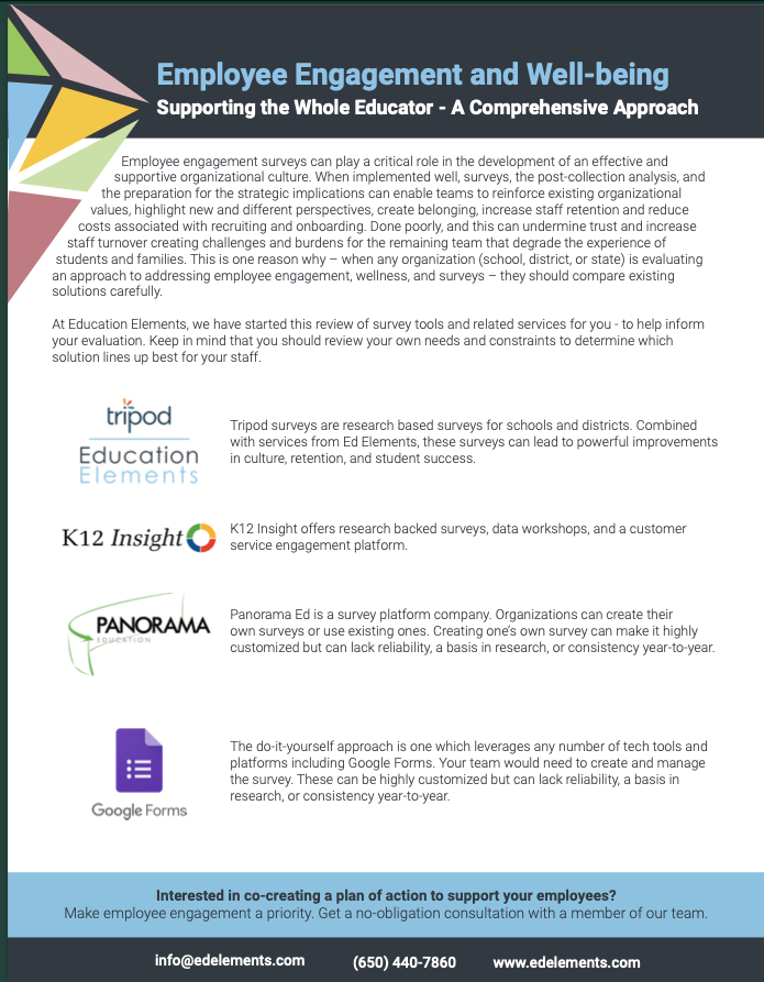 Teacher and Staff Survey Solutions Comparisons